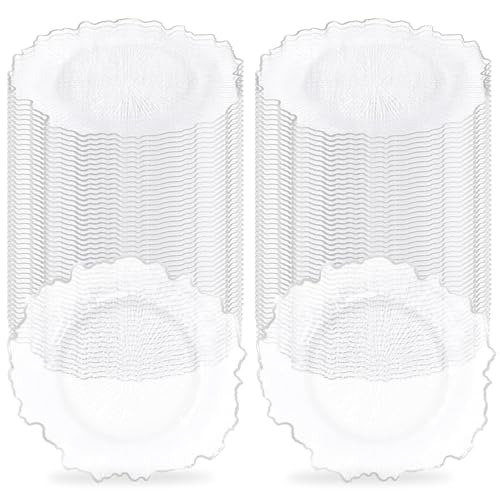 Tomeurperf 100Pcs Clear Charger Plates Bulk Wedding - 13