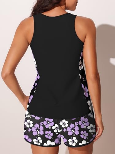 Image of Summer Mae Blouson Tankini Swimsuits for Women 2026 Tummy Control Two Piece Bathing Suits with Sporty Pockets Swim Shorts