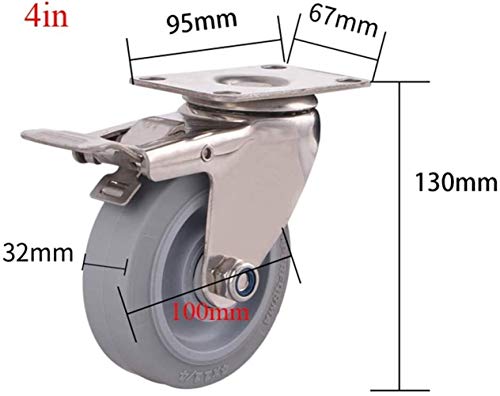 Roulettes pivotantes robustes 75 100 125 mm roulette caoutchouc avec frein - 3