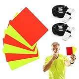 JRSHIRLEYLTD 6 Karten in Rot und Gelb, für Fußball-Schiedsrichter, mit 2 Sportpfeifen mit Kordel, unverzichtbares Zubehör für jedes Fußballspiel
