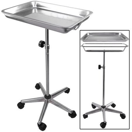 Mobile Center Post Medical Mayo Tattoo Body Piercing Instrument Stand with Removable Tray 5 Legs for Tattoo Parlor
