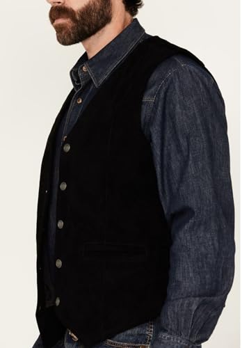 Men's Faux Suede Leather Dress Vest Slim Fit Western Cowboy Style Waistcoat for Wedding Party3