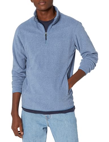 Amazon Essentials Herren Polarfleecejacke mit Viertelreißverschluss, Blau Heide, M