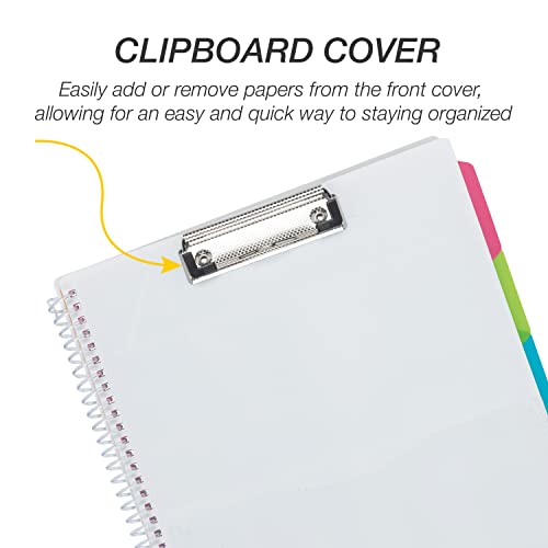 Image of Samsill Spiral Folder Organizer - 5 Dividers & 10 Pockets with Notepad Holder, Multi Pocket Color Cordinated Folder Binder with Customizable Tabs, Document Organizer (Fashion)