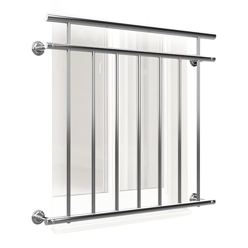 MONZANA® Balustrade de balcon français 100 cm acier inoxydable main courante garde-corps sécurité fenêtre barreaux