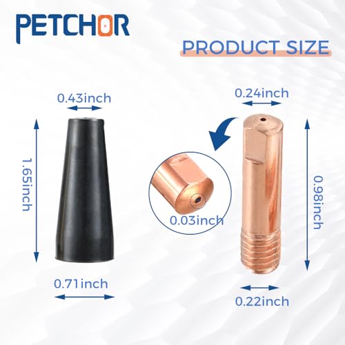 PETCHOR Kit de pontas de bocal sem gás com núcleo de fluxo de 14 peças K3493-1, pontas de contato do