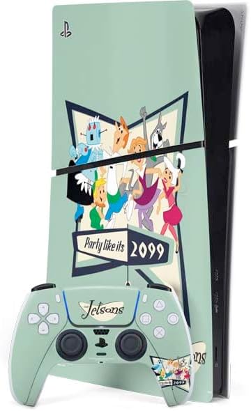 Skinit Decal Gaming Skin Compatible with PS5 Slim Digital Edition Bundle - Officially Licensed The Jetsons Party Like Its 2099 Design