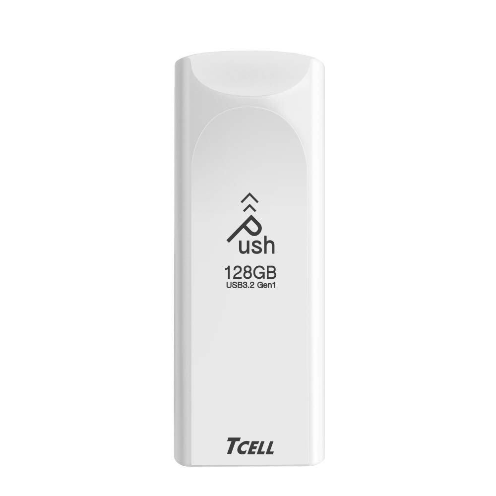 TCELLPush 128GB USB 3.2 Gen1(3.1/3.0) USB Flash Drive Read Speed up to 100MB/s, Retractable Design Memory Stick Thumb Drive, White