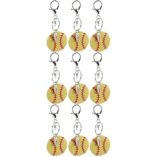 Porte-clés balle de sport Toyvian en bois jaune pour sac à dos
