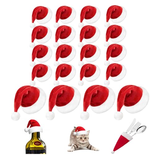 GHAMYEE 24pcs Mini Santa Hat Crafts 2inch 3inch
