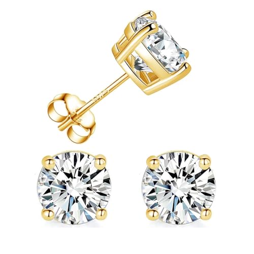 Adabele Authentic Sterling Silver Cubic Zirconia Imitation Diamond Gemstone Stud Earrings April Birthstone Hypoallergenic Nickel Free Tarnish Resistant Women Birthday Fine Jewelry