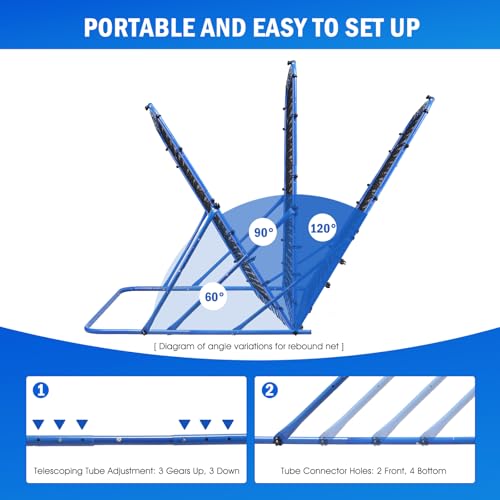 Image of Soccer Baseball Rebounder Net, Quick-Switch Angle Soccer Pitchback Volleyball Training for Control, Passing Practice, Easy Setup Soccer Goal Rebounder Gifts Aids & Equipment for Kids,Teens & Adults