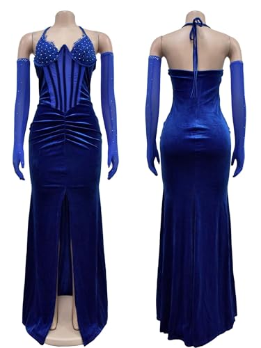 Image of Women's Sequin Prom Dress Evening Gowns for Formal Events | Elegant Sparkly Rhinestone Long Maxi Dresses for Formal Party,Gala,Wedding Guest,Fully Lined,Stretchy,Side Slit