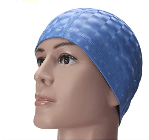 Bonnet de bain PU bleu pour la natation en piscine et mer