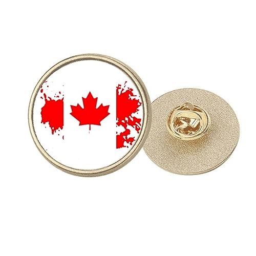 Broche drapeau canadien en métal doré rond taille M pour costume