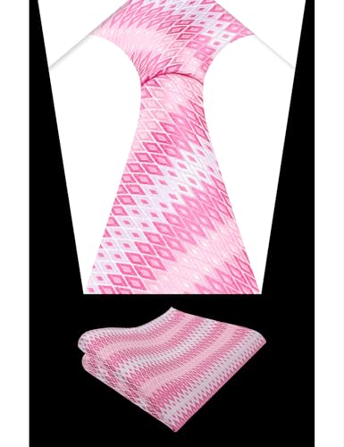 Image of Alizeal Mens 3.15'' Gradient Novelty Pattern Tie Set with Pocket Square Casual Color Tie Set