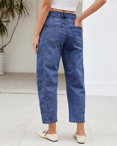 LookbookStore Barrel Jeans Women High Rise Womens Pants Trendy Light Wash Jeans Women Classic Blue Size X-Small Size 0 2 - image 3