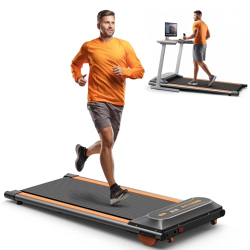 Walking Mat Treadmill, 2.25HP Portable Treadmill, Under Desk Treadmill, Home Walking Machine, with LED Display and 12 Preset Programs, Jogging Machine for Small Office Space