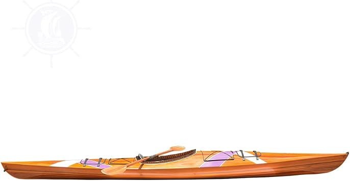 Old Modern Handicrafts 15-Feet Wooden Kayak with White & Purple Ribbon - Handcrafted in 500+ Hours from Premium Wood Such as Cedar and Hardwood - 177L x 24W x 13.5H Inches