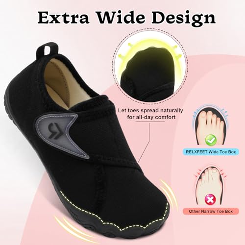 relxfeet Women's Slippers Adjustable Wide Width Diabetic Shoes Non-Slip Indoor Outdoor House Shoes Comfort for Plantar Fasciitis Edema Swollen Feet2
