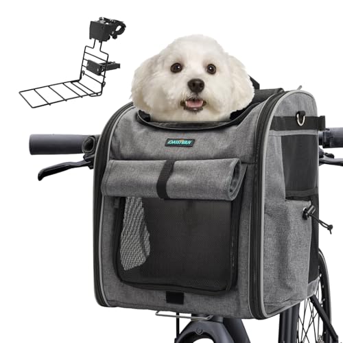 DAISTERN Hundekorb Fahrrad Vorne bis 10KG, Faltbarer Atmungsaktiver Hundefahrradkorb 4 in 1 Rucksack Schultertasche Autositz mit Robuste L-förmige Halterung Φ55mm, Bequemes Kissen, Reflektorstreifen DAISTERN Hundekorb Fahrrad Vorne bis 10KG, Faltbarer Atmungsaktiver Hundefahrradkorb 4 in 1 Rucksack Schultertasche Autositz mit Robuste L-förmige Halterung Φ55mm, Bequemes Kissen, Reflektorstreifen