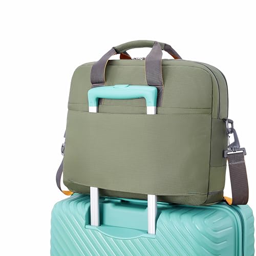 Image of American Tourister Urban Biz Office Briefcase | 2 Compartments | Front Quick-Access Pocket | 14 Inch Laptop Compatible | Messenger Bag for Business | Detachable Shoulder Strap | Green