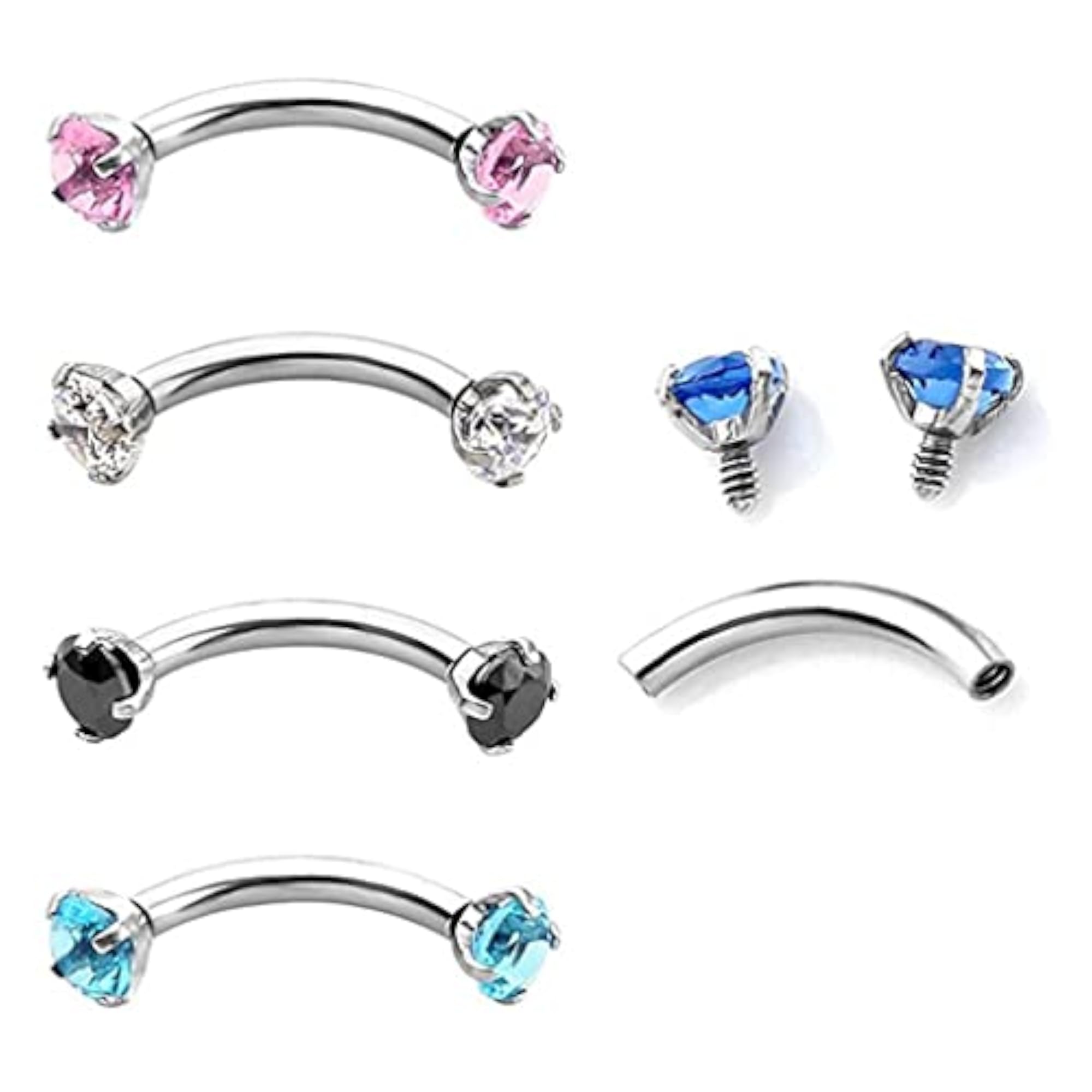 Stainless Steel Zircon Curved Barbell Eyebrow Piercing Jewellery