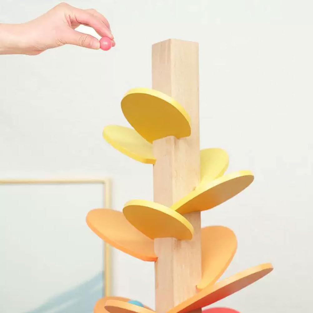 Juguete Musical de Madera Montessori en Forma de Árbol, Carrera de Bolas Deslizantes con Hojas Coloridas, Bloques de Construcción para Montar DIY, Juguete de Juego Sensorial