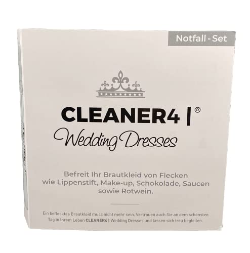 Quitamanchas de emergencia para vestidos de novia. Botella pulverizadora de 20 ml + paño de microfibra de alta torsión de 30 x 30 cm blanco + empaquetado como libro de regalo.