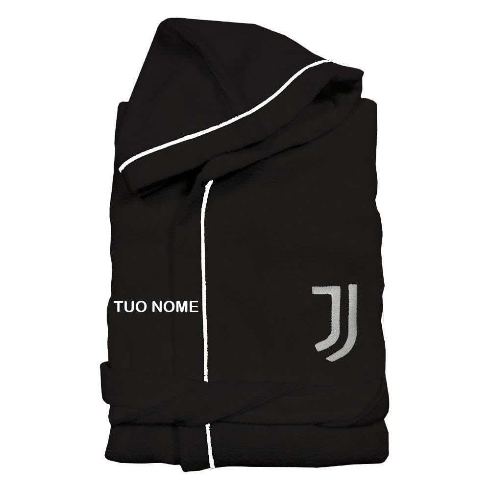 hermet Accappatoio Juve con Cappuccio | Accappatoi Calcio Juventus FC | Personalizzabile con Nome Ricamato PS 09653-B