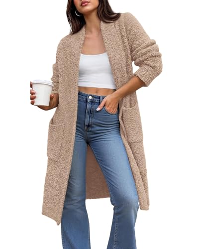 BTFBM Long Cardigans for Women Fall 2025 Long Sleeve Sweaters Open Front Oversized Casual Knit Outwear Winter Coats