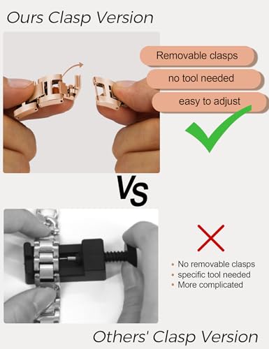 Image of JR.DM Rose Gold Watch Bands for Women Compatible with Apple Watch 46mm 42mm(S3 /2 /1) 44mm 45mm 49mm Adjustable Metal Single Chain Bracelet for iWatch Series 11 /10 /9 /8 /7 /6 /5 /4 SE 3 /2 /1 Ultra (No Case)