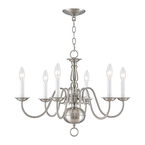 Image of Livex Lighting 5006-91 Williamsburgh 6-Light Chandelier, Brushed Nickel