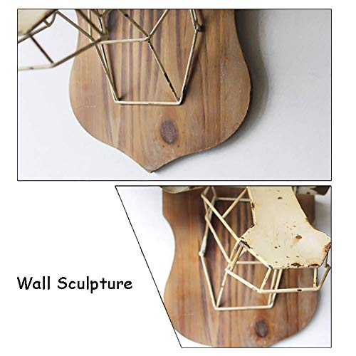 Sculpture Murale tête de Vache en Métal 3D Abstraite Déco Rustique B 71x65cm - 3