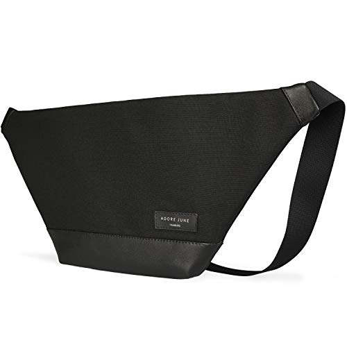Adore June Rohrbacher Bauchtasche Schwarz, Große Trendige Crossbody Tasche für Damen und Herren, Moderne Gürteltasche in schlankem Design; Chic, Solide und Wasserabweisend