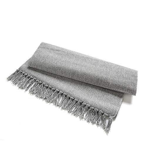 Eanpet Braided Rug Cotton Area Rug Pure Tassels Floor Rug Hand Woven Reversible Throw Rugs Door Mat Laundry Room Rug Indoor Runner Bathroom Tablecloth (2X3 Ft, Grey) #TOP4