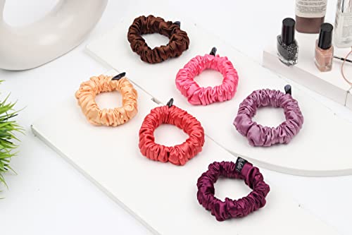 Image of Premium Satin Scrunchies for Women | Hair Bands, Ponytail Holders & Rubber Bands | Skinny, Fluffy, No-Damage Hair Ties | Girls Hair Accessories | Small Size | Pack of 6