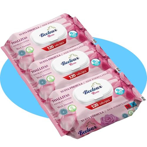 BESTLINE Toallitas Húmedas, Cuidado e Hidratación Profunda, Fibras Ultrasuaves ideales para Piel Sensible, Perfume Fresco, Rosa, 3 Paquetes de 120 Uds, 360 Toallitas
