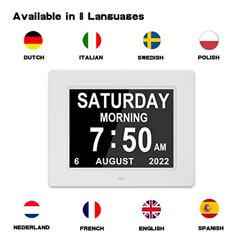 Medication Reminder Digital Calendar Dementia Day Date Time Of The Week Clock For Seniors Elderly Impaired Vision Memory Loss Clock #TOP3