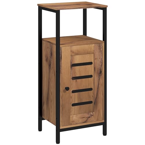 kleankin Meuble Bas de Rangement de Salle de Bain avec Porte à lamelles, Armoire de Toilette avec Structure en Acier, avec Niche Ouverte et étagère réglable, 37 x 30...