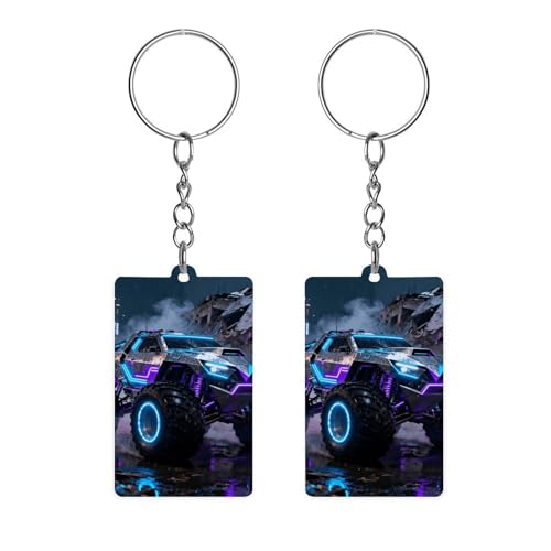 LZQPOEAS Monster Truck - Llavero acrílico transparente impreso de doble cara, ligero, duradero, para mochila, monedero, llaves de coche, regalo creativo para mujeres
