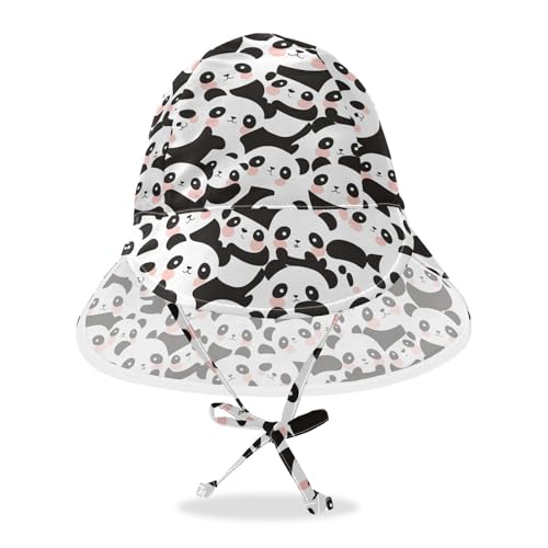 Cartoon Cute Pandas White Black Infant Toddler & Kids Beach Hat Baby Boys Hat Girls UPF 50+ Adjustable Traveling Camping