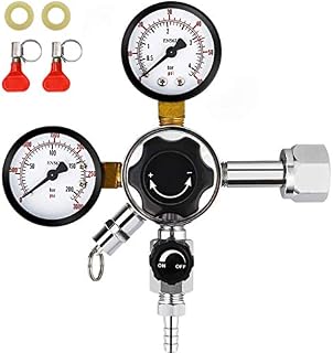 FERRODAY Dual Gauge CO2 Draft Beer Regulator Dual Stage Pressure Regulator CGA-320 CO2