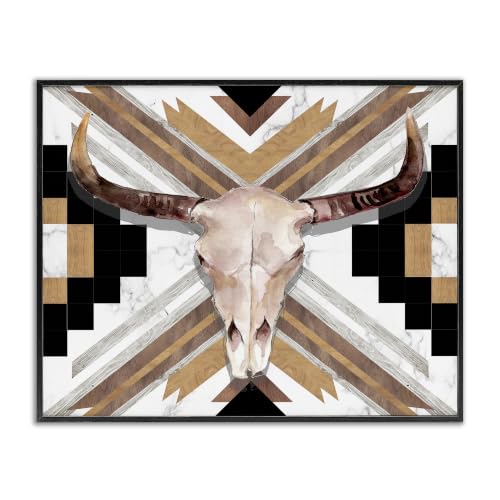 Southwestern Santa Fe Bull Skull, 24 x 30 Inch Framed Giclée Print