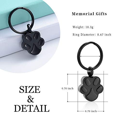 Cremation Ash Urn Keychain For Pet Ashes Cremation Jewelry For Human Ashes Dog Cat Cremation Keepsake Memorial Urn Keychain Ash Holder For Women Men (Paw Black） #TOP1