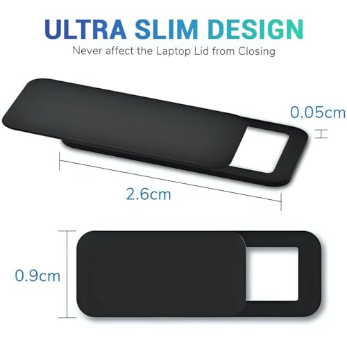 LIRAMARK Webcam Cover, Privacy Protector Webcam Cover Slide, Compatible with Laptop, Desktop, PC, Smartphone, Protect Your Privacy and Security, Strong Adhesive (Rectangle) Set of 3 Black 3 418pXL vqSL