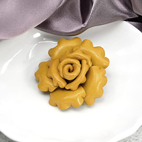 Image of AeraVida Enchanted Genuine Leather Rose Blossom Brooch Pin & Hair Clip | Floral Handmade Accessory for Women | Colorful Pink, Yellow, or Orange Flower Pin for Hair, Dress, or Lapel