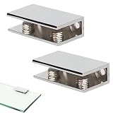 KAFENDA 2 Pcs Glass Shelf Brackets Zinc Alloy Glass Clamps for 3/8 Inch Glass Polished Chrome