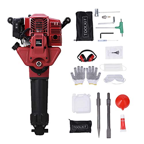 BEAMNOVA Demolition Hammer Gas Powered Demolition Drill Jack Hammer Hand-held Rock Drill with Point and Flat Chisel, Punch Single Cylinder, Gloves, Air Cooling