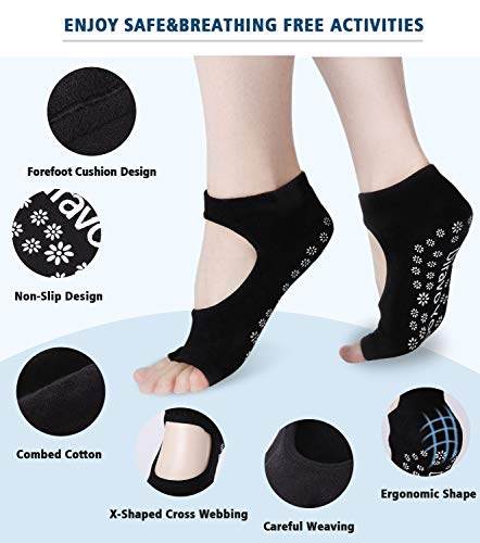 Yoga Socks For Women With Grips Non Slip Non Skid Sticky Socks For Pilates Barre Ballet Toeless Barefoot Socks Size 5-10 #TOP1